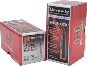 Hornady InterLock Bullets .25 cal .257" 117 gr BTSP 100/ct - 2552