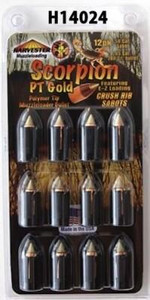 Harvester Muzzleloading Scorpion PT Gold Premium Polymer Tip Muzzleloader Bullets 50 Cal. Sabot 240 gr .451" Polymer Tip 12/pk - H14024