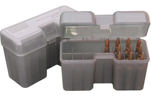 MTM Case-Guard RF-22 Series Flip Top Rifle Ammo Box Clear Smoke - RF22-LM-41