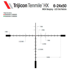Trijicon Tenmile HX Rifle Scope 6-24x50 30mm SFP Green LED Dot MOA Ranging / Sunshade - TMHX2450-C-3000004