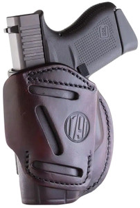 1791 Gunleather 4WH2SBRR 4Way  IWBOWB Size 02 Signature Brown Leather Belt Clip Compatible wRuger LCPSW BodyguardGlock 424343X  Right Hand - 4WH2SBRR