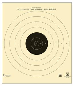 Action Target SR1100 Sighting Military Bullseye Tagboard Hanging 100 yds 21 x 21 BlackWhite 100 Per Box - SR1100