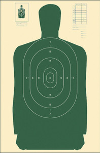 Action Target B27SGREEN100 Qualification Standard Silhouette Paper Hanging 24 x 45 GreenWhite 100 Per Box - B27SGREEN100
