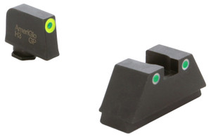 AmeriGlo GL333 Optic Compatible Sight Set for Glock  XL Tall Green Tritium LumiGreen Outline Front SightGreen Tritium White Outline Rear Sight - GL333