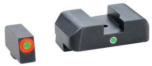 AmeriGlo GL201 iDot Sight  Set for Glock  Green Tritium Orange Outline Front SightGreen Tritium Rear Sight - GL201