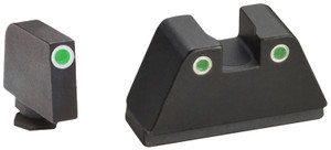 AmeriGlo GL329 Optic Compatible Sight Set for Glock  XL Tall Green Tritium White Outline Front SightGreen Tritium White Outline Rear Sight - GL329