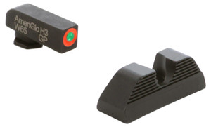 AmeriGlo GL351 Protector Sight Set for Glock  Green Tritium Orange Outline Front SightBlack Serrated Rear Sight - GL351