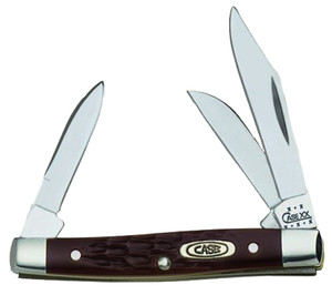 Case 00081 Stockman  Small 21.51.49 Folding ClipSheepfootPen Plain AsGround Stainless Steel Blade Brown Jigged Synthetic Handle - 81