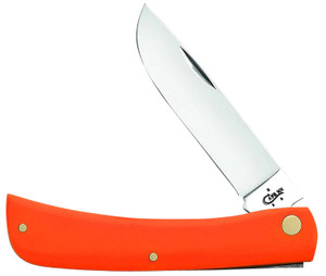 Case 80512 Sod Buster  3.30 Folding Skinner Plain Mirror Polished TruSharp SS Blade Smooth Orange Synthetic Handle - 80512