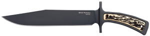 Cold Steel CS36MK Drop Forged  9.50 Fixed Bowie Plain Black 52100 High Carbon Steel Blade Black  Ivory Faux Stag Handle Includes Belt LoopSheath - CS36MK