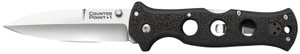 Cold Steel CS10AB Counter Point I 4 Folding Spear Point Plain Satin AUS10A SS Blade Black GrivEx Handle Includes Pocket Clip - CS10AB
