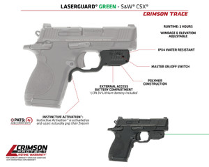Crimson Trace 013000173 LGLaserguard CSX Green  Black Smith  Wesson - 13000173 Crimson Trace 013000173 LGLaserguard CSX Green  Black Smith  Wesson - 13000173