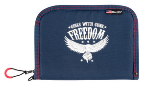 Girls With Guns 9071 Freedom  Navy wWhite Letters  Picture Polyester Holds Handgun - 9071