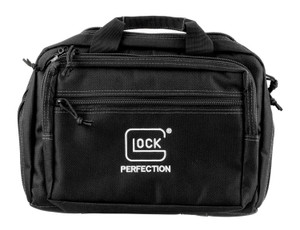 Glock AP60300 Double Pistol Case  Dual Padded Compartments 5 Internal Mag Holders 3 Zippered Compartments Carry Handle Black  12.5x9.5x4.5 - AP60300
