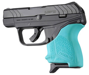 Hogue 18124 HandAll Beavertail Grip Sleeve made of Rubber with Textured Aqua Blue Finish for Ruger LCP II - 18124