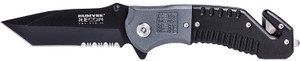 Humvee Adventure Gear HMVKTR08 Humvee Recon Folding PlainSerrated Black Stainless Steel Blade BlackGrayHandle - HMVKTR08