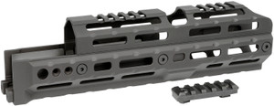Midwest Industries MIAKALPHA100 Alpha  Dropin Aluminum Black Hardcoat Anodized 5 Slot Picatinny Rail AKPlatform 10 Long Compatible wMLOK - MIAKALPHA100