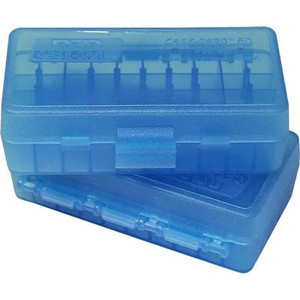 MTM CaseGard P509M24 CaseGard P50 MultiCaliber Handgun Clear Blue Polypropylene 50rd - P509M24