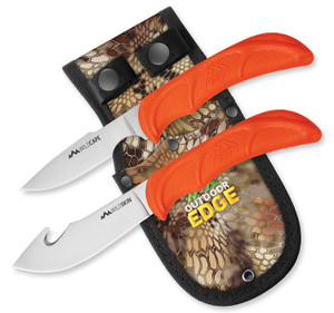 Outdoor Edge WR1C WildPair  2.504 Fixed Gut HookCaper PlainGut Hook 420J2 Stainless Steel Blade TPR Blaze Orange Handle - WR1C