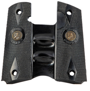 Pachmayr 05008 Signature Grip Checkered Black Rubber with Finger Grooves for 1911 - 5008