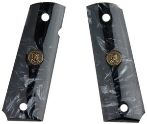 Pachmayr 62000 Custom Grip Black Simulated Pearl Panels for 1911 with Ambidextrous Safety - 62000