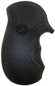 Pachmayr 02482 Diamond Pro Grip Diamond Checkering Black Rubber with Finger Grooves for Ruger LCR - 2482