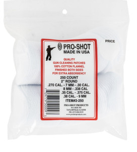 ProShot 2250 Cleaning Patches  .270  .38 Cal 2 Round Cotton Flannel 250 Pack - 2250