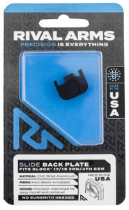 Rival Arms RA43G001A Slide Back Cover Plate Double Stack Black Anodized Aluminum for Glock 1719 Gen34 - RA43G001A Rival Arms RA43G001A Slide Back Cover Plate Double Stack Black Anodized Aluminum for Glock 1719 Gen34 - RA43G001A