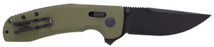 S.O.G SOG12380241 SOGTAC XR 3.39 Folding Clip Point Plain Black TiNi Cryo D2 Steel Blade OD Green G10 Handle Includes Pocket Clip - SOG12380241