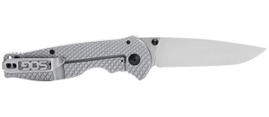 S.O.G SOG14180157 Flash FL 3.40 Folding Drop Point Plain Satin 4116 Stainless Steel BladeSilver Stainless Steel Handle Includes Pocket Clip - SOG14180157
