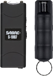 Sabre S7BHCBK MultiRange Protection Pack Black Plastic 1.6 uC Pain Rating Includes Pepper SprayStun Gun wFlashlight - S7BHCBK