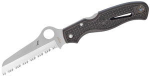 Spyderco C89SBK Atlantic Salt  3.69 Folding Sheepsfoot Serrated H1 Steel Blade Black Molded FRN Handle Includes Pocket Clip - C89SBK
