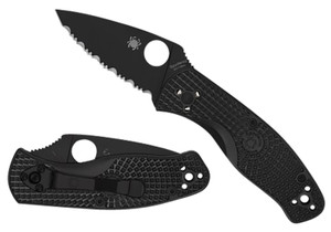 Spyderco C136PBBK Persistence Lightweight 2.75 Folding Plain Black Oxide 8Cr13MoV SS BladeBlack BiDirectional Texturing FRN Handle Includes Pocket Clip - C136PBBK