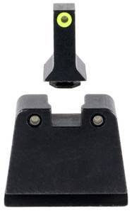 Trijicon GL243C601143 SuppressorOptic Height Sights  GreenTritium Yellow Outline Front SightGreenTritium Black Outline Rear Sight Glock 424343X Slim Frame - GL243C601143