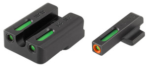 TruGlo TG13HP1PC TFX Pro  Black  Green Tritium  Fiber Optic Orange Outline Front Sight Green Tritium  Fiber Optic Rear Sight - TG13HP1PC