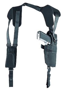 Uncle Mikes 83021 Sidekick Vertical Shoulder Holster Shoulder Size 02 Black Cordura Harness Fits MedLarge DA Revolver Fits 34 Barrel Right Hand - 83021