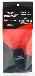 Warne MEG1932BLK Magazine Extension  made of 6061T6 Aluminum with Hardcoat Anodized Black Finish for Glock 19 23 Magazines Adds 3rds 9mm Luger 2rds 40 SW - MEG1932BLK