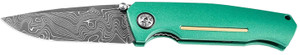Boker 111102dam 3.22 Drop Point Plain Damascus Blade Green Aluminum Handle - 111102DAM Boker 111102dam 3.22 Drop Point Plain Damascus Blade Green Aluminum Handle - 111102DAM
