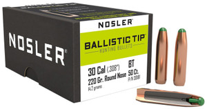 Nosler 30181 Ballistic Tip 30caliber 220gr Round Nose 50box - 30181