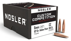 Nosler 49742 Custom Competition 6mm 107gr Hollow Point Boat Tail 100box - 49742