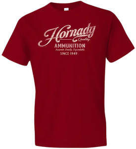 Hornady Gear 31873 Vintage Script Red Cotton Semifitted Large