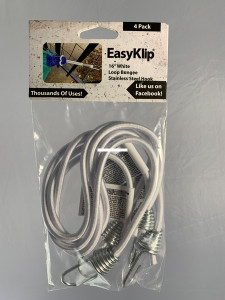 EasyKlip BL416W 16" White Loop - Bungee 4 Pk W/Stainless Steel Hook - BL416W EasyKlip BL416W 16" White Loop - Bungee 4 Pk W/Stainless Steel Hook - BL416W