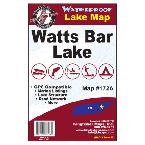 Kingfisher 1726 Waterproof Map - Watts Bar Lake, TN - 1726