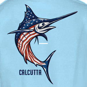 Calcutta SSM-SB-M Stars and Stripes - Marlin T-shirt Sky Blue Med - SSM-SB-M