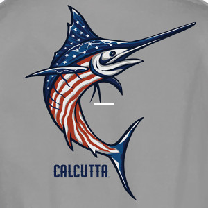 Calcutta SSM-GRV-S Stars and - Stripes Marlin T-shirt Gravel Sm - SSM-GRV-S