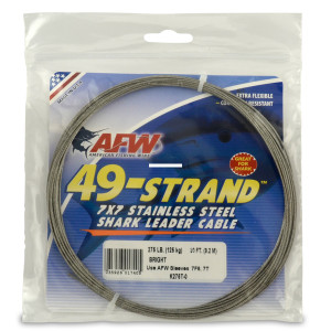 AFW K275T-0 49 Strand, 7x7 - Stainless Steel Shark Leader Cable - K275T-0 AFW K275T-0 49 Strand, 7x7 - Stainless Steel Shark Leader Cable - K275T-0