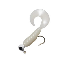 Arkie Rigged Curl Tail Grub 1/8oz #1 - White