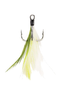 Berkley Fusion19 Feathered sz6 Treble Hook 4ct - White Chartreuse
