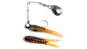 Betts Spin 1/32 Split Tail 12/cd Orange Craw Glit