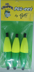 Betts Mr. Crappie Pegeez Floats 2 1/2" Cigar 3 pk
